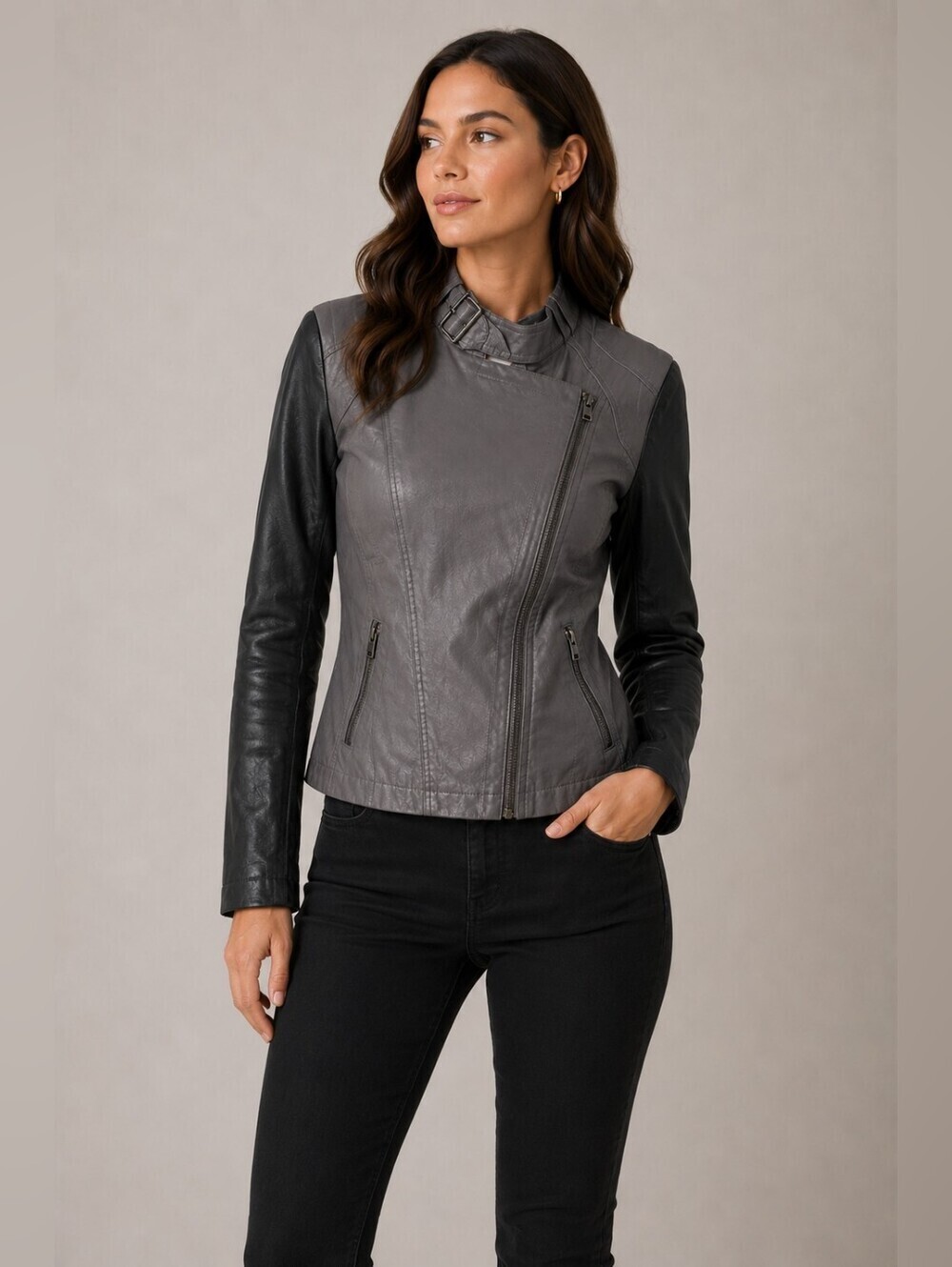 Kut From The Kloth Gray Faux Leather Jacket